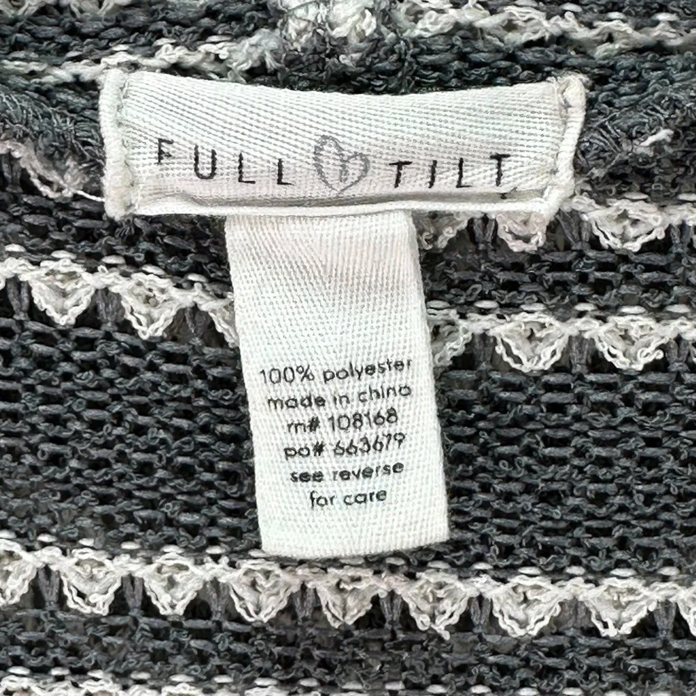 🌸3/$15🌸 FULL TILT Gray White Stripe Knit Hooded Long Duster Cardigan Open Front